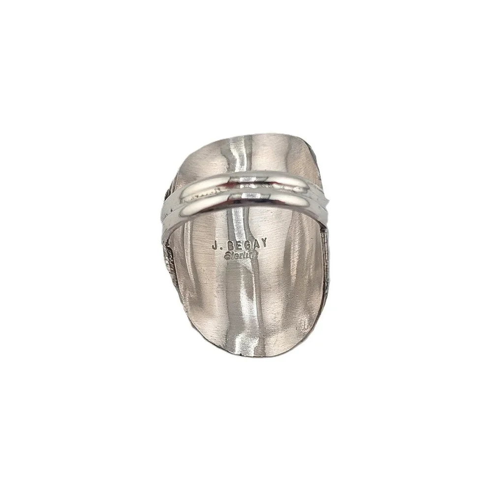 Navajo Men's Buffalo Ring Sterling Silver Turquoise‎ Signed Junior Begay 12**